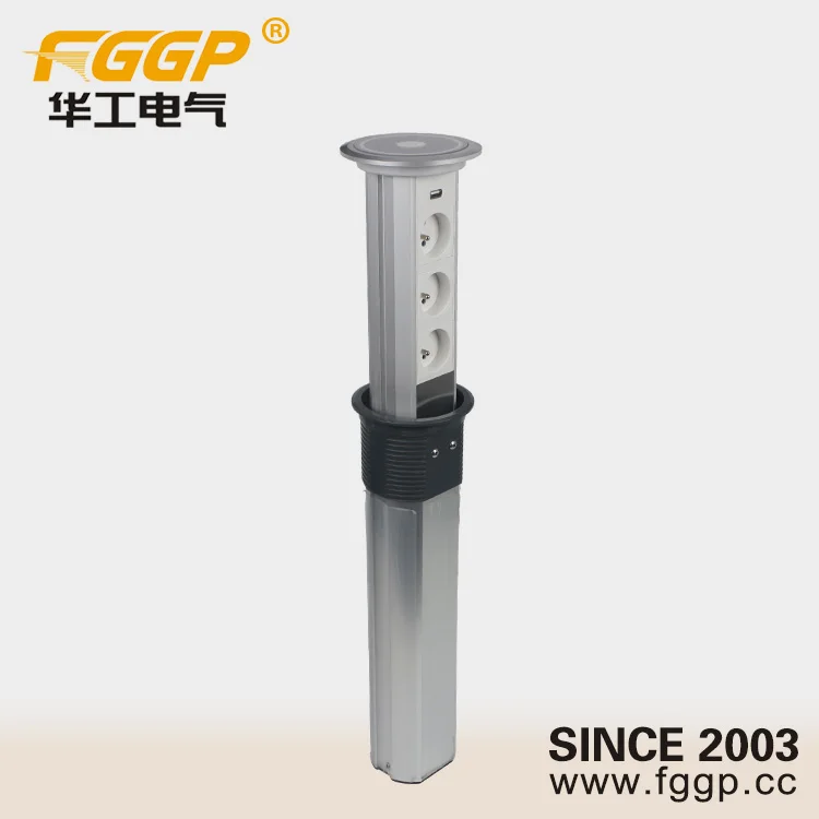 Intelligent Retractable Smart Kitchen Tabletop Hidden Pop Up Vertical Electrical Socket With USB port