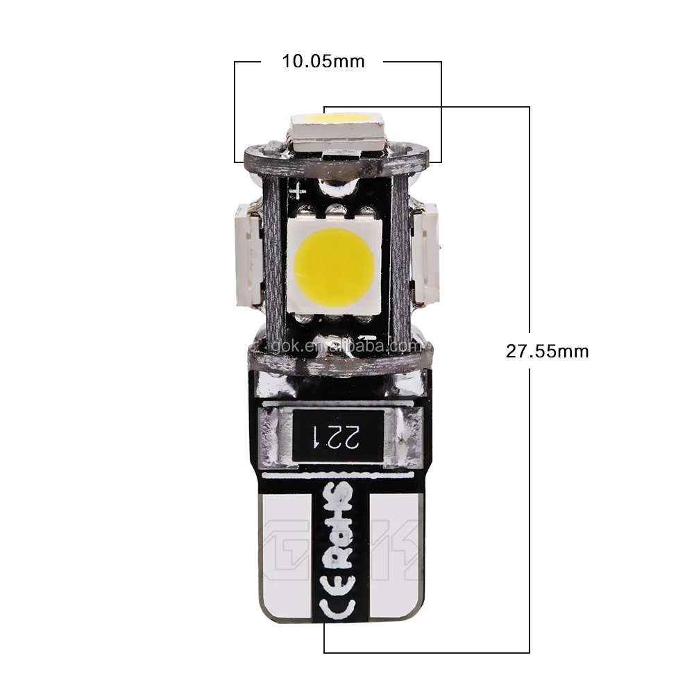 12v w5w canbus T10 5smd 5050 led car interior led roof reading light car ceiling light dome light bulb