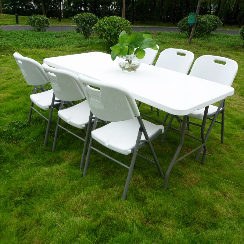 180cm regular folding plastic wholesale table with matel legs