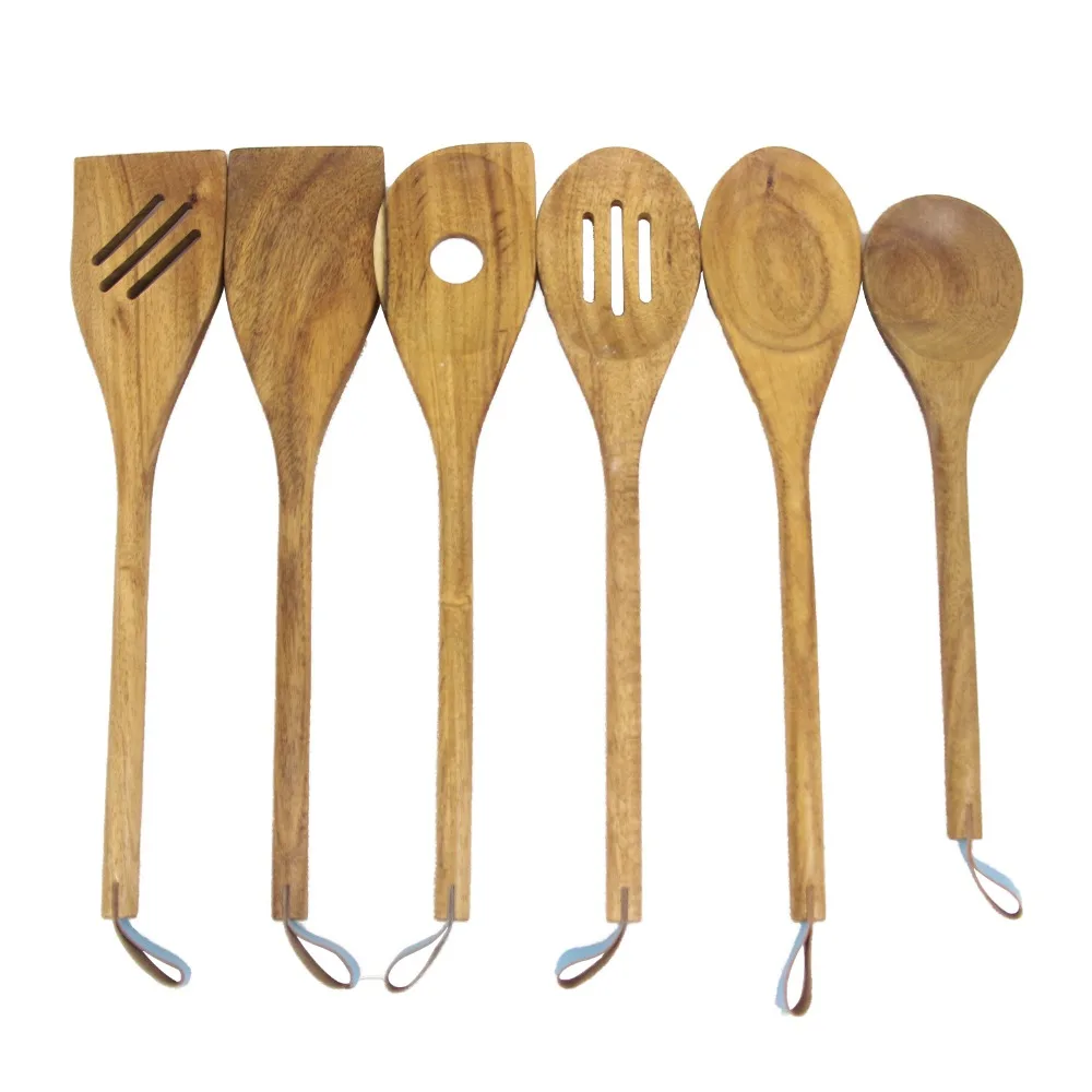 Acacia Wood Spoon set Kitchen Tools wood Cooking Utensil Set with holder