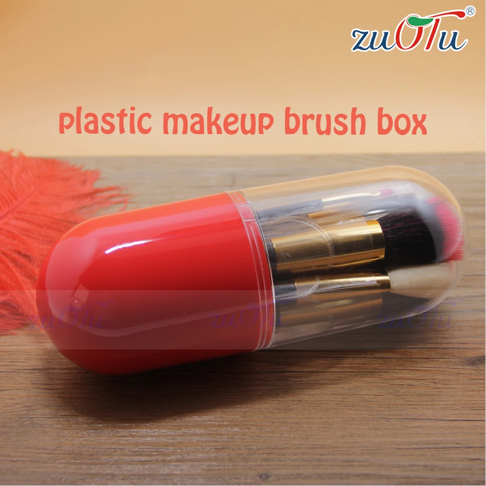 
plastic capsule shape bottle for makeup brush box with best quality 