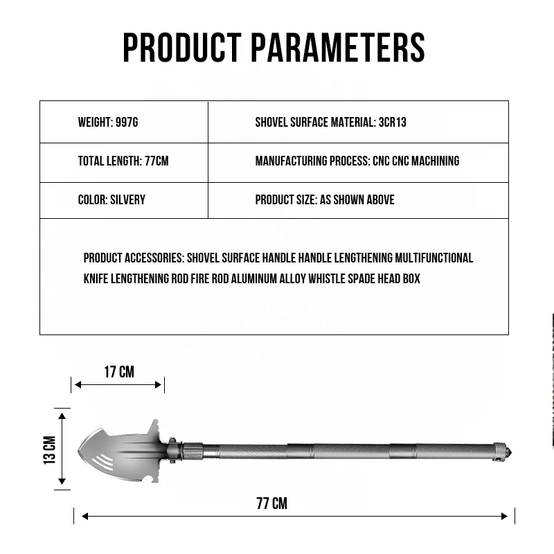 Outdoor Shovel Multi-functional Folding Tactical Shovel Spade Tools