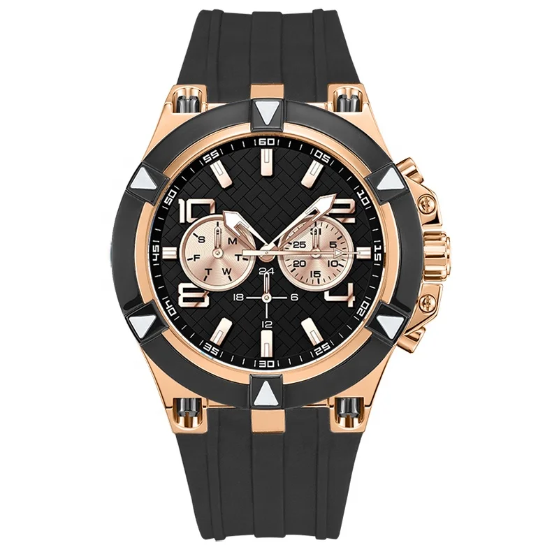 Private label watch manufacturer 2019 new design 24 hour dial stainless steel back multifunction dual watch