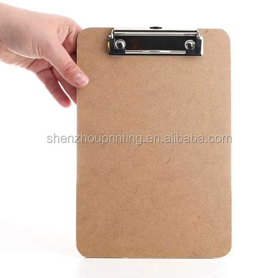 
Good quality wholesale custom file folder masonite hardboard MDF A3 wooden clipboard with metal clip 