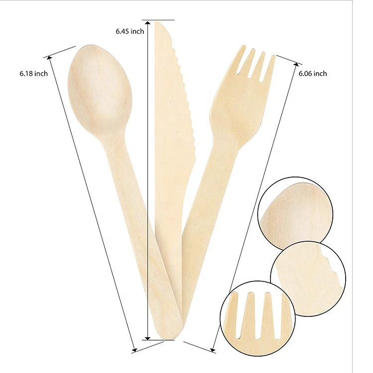 Biodegradable Disposable Bamboo Cutlery set |100% Eco Friendly | Premium Recyclable Bamboo Dinnerware Utensils |6 Inch