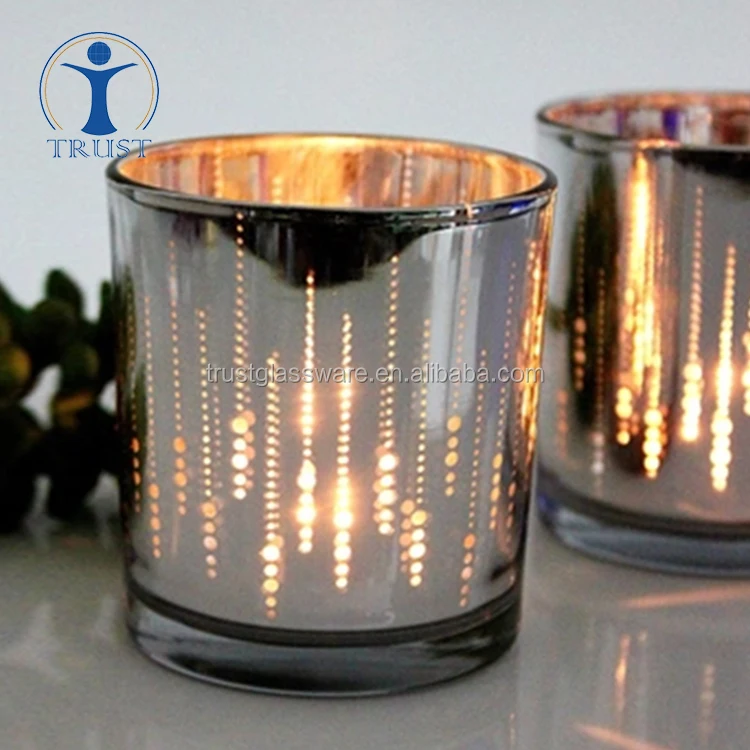 Wholesale Machine Made Electroplate Colored Scented Gold Silver Cute Glass Candle Jar