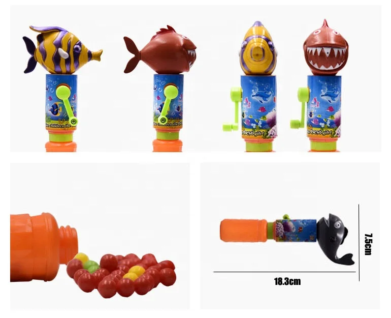 marine organism plastic hand shake syringe  water gun toy kids with sweet candy