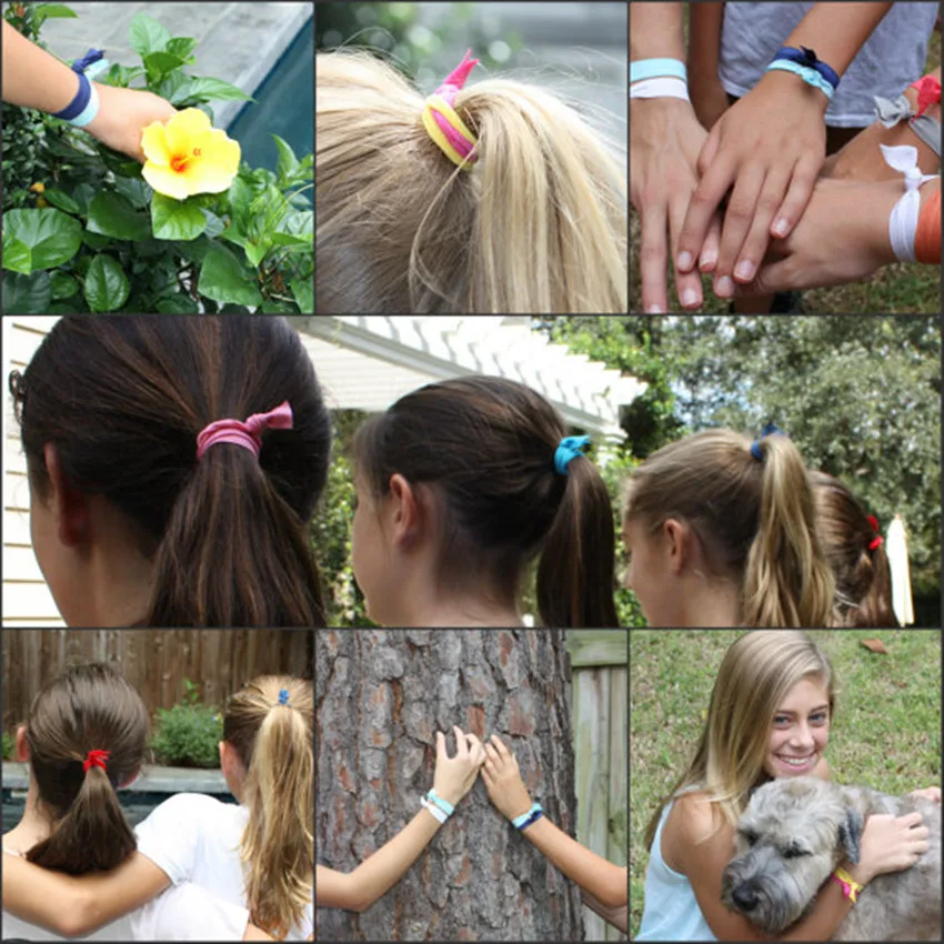 Custom Print Fold Over Elastic Hair Band Ponytail Holder Girls Hair Tie Bracelet