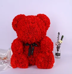 40 см плюшевый розовый медведь, искусственная пена, плюшевый розовый медведь, подарок на день Святого Валентина с подарочной коробкой для Дня Святого Валентина