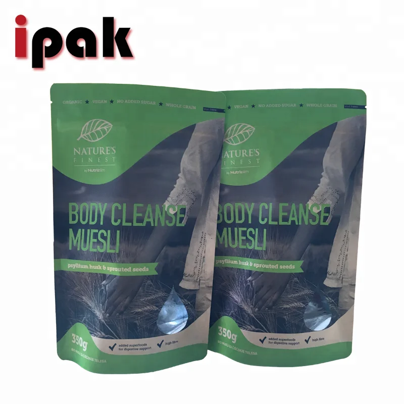 Custom Stand Up Doypack Brown Kraft Paper Seed Bag With Clear Window