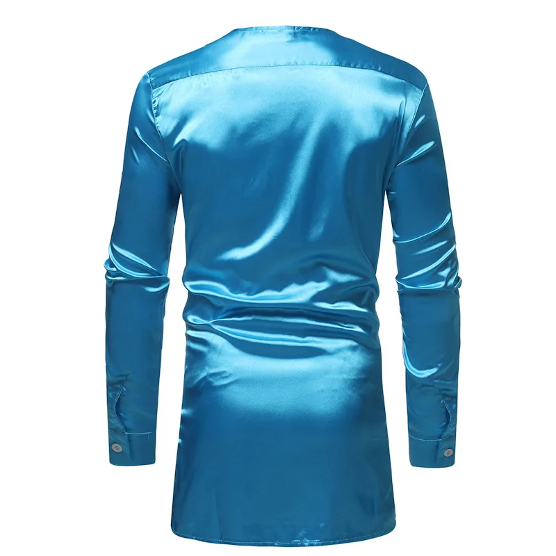 A4170 Wholesale African bazin clothing men big tall blue shirt