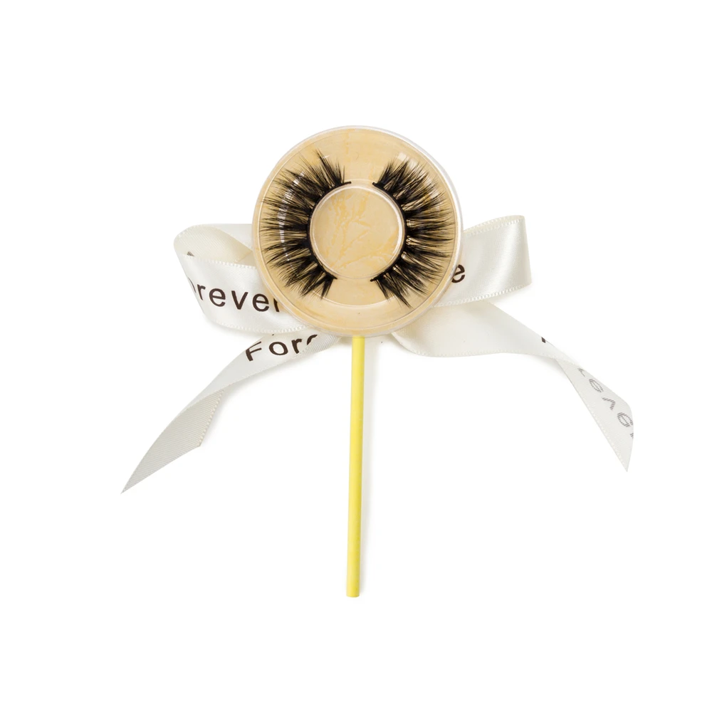 Wholesale Product 3D Mink False Eyelash Strip Lashes Lollipop Packaging