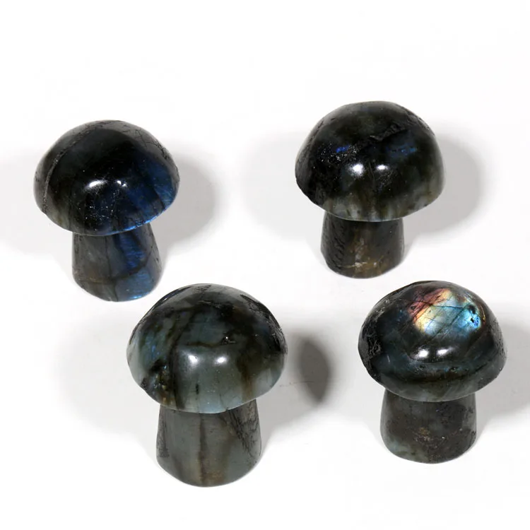 Natural Labradorite Carved Crystal Mushroom Gemstone Mushroom 1 pack contain 10 pieces