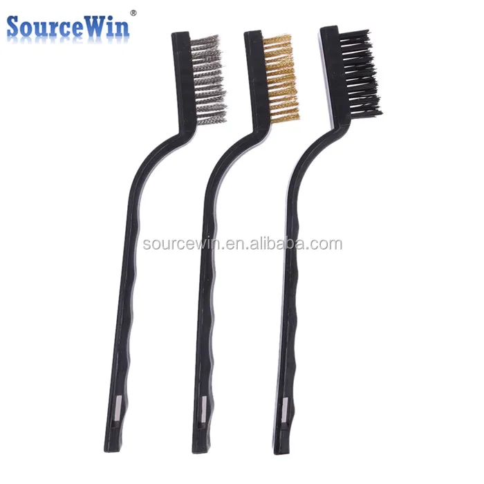 Industry Rust Cleaning 9 inch Stainless Steel Wire Brushes With Contour Plastic Handle