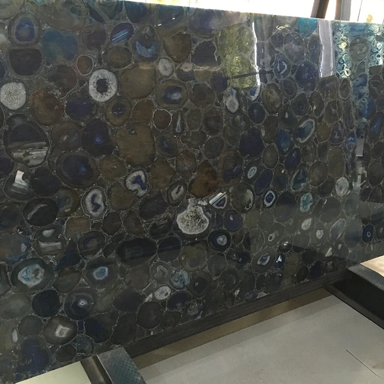 Hot Selling Wall Panel  Customized Size Natural Blue Agate Onyx Slab