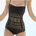 Sexy black Lace Crochet One Piece Swimwear 2016 New Top Halter Monokini Retro Vintage Hollow Women