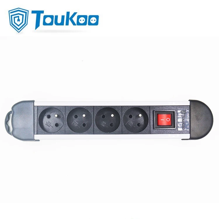 CE Double break main switch 4 outlet French electric extension sockets