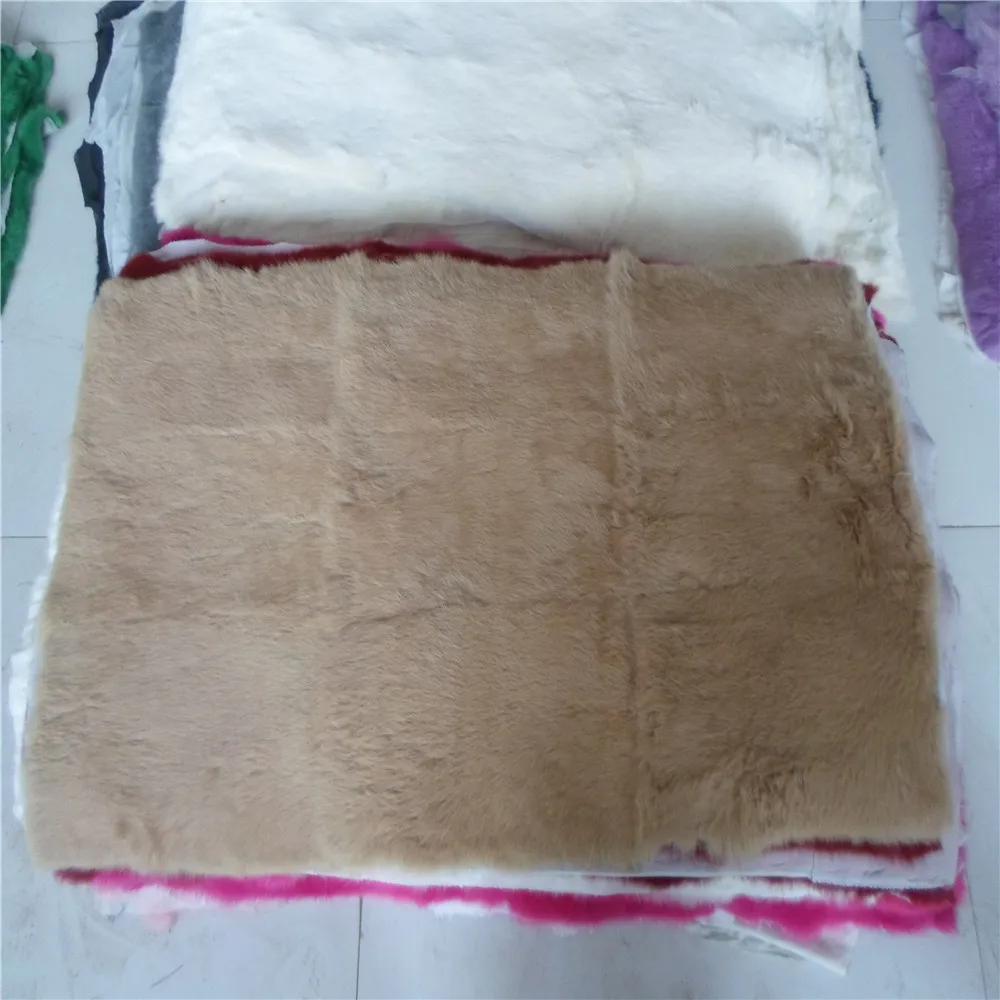 High Quality Dyed Real Rabbit Fur Plate Whole Skin Rabbit Fur Blanket 55*110cm