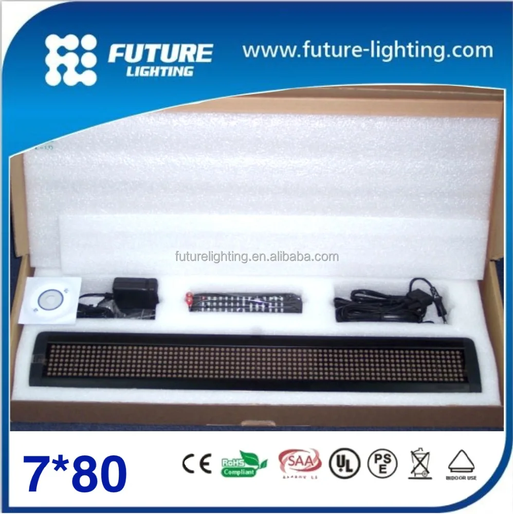 
Indoor Blue color 7*80dots Pitch7.62mm Control system IR Remote & RS232 led display 