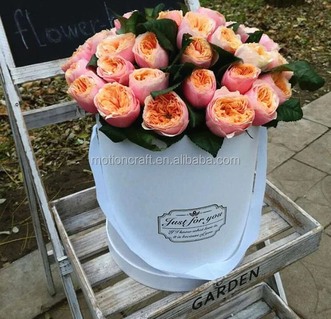 HOT!!Wholesale round flower box/flowers box round ribbon  flower boxes with custom logo printed