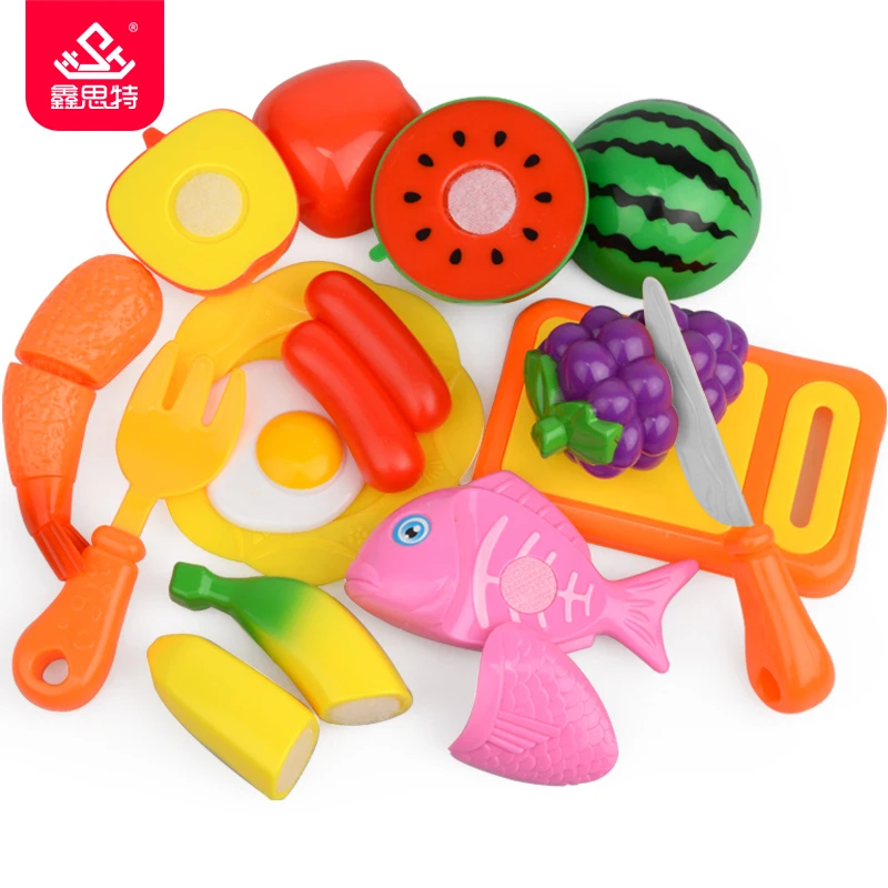 Children Kitchen Toys Food Trolley Basket Set Baby Cutting Fruit and Vegetable Toy Pretend Play Plastic XST Toys 7-10 Days