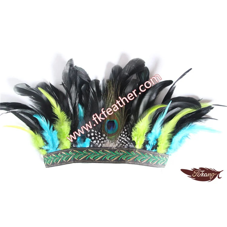 Indian Headdress Material Feather Peacock Feather And Cock Feather For Halloween Items