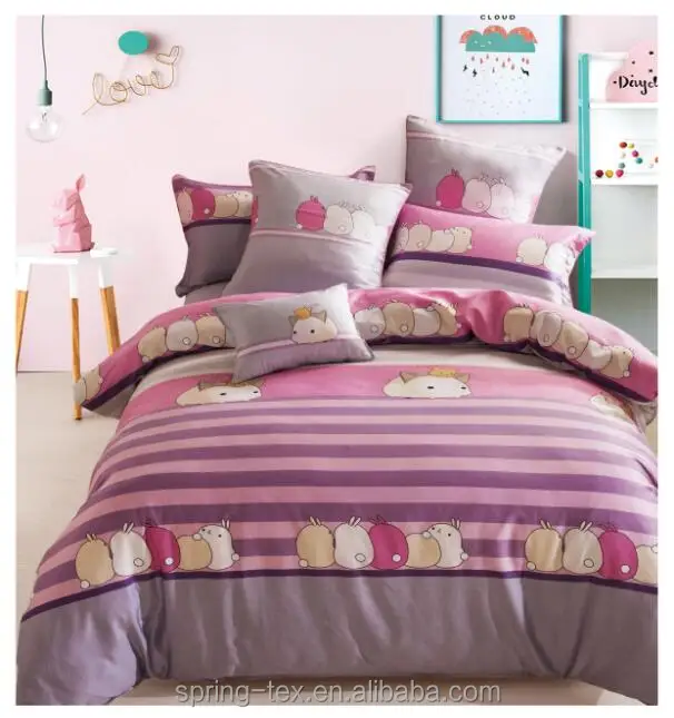 Professional Custom Children Ropa de cama para 200TC Cotton Reactive Printing Kids Cartoon Bed Sheets Set