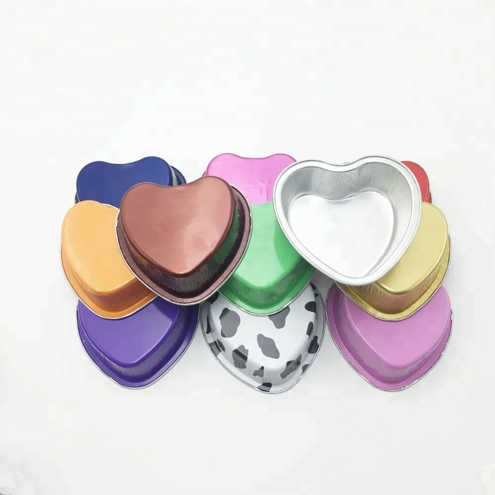 Heart shaped aluminum foil baking cup  custom printed aluminum foil pudding dessert cake cup with lid