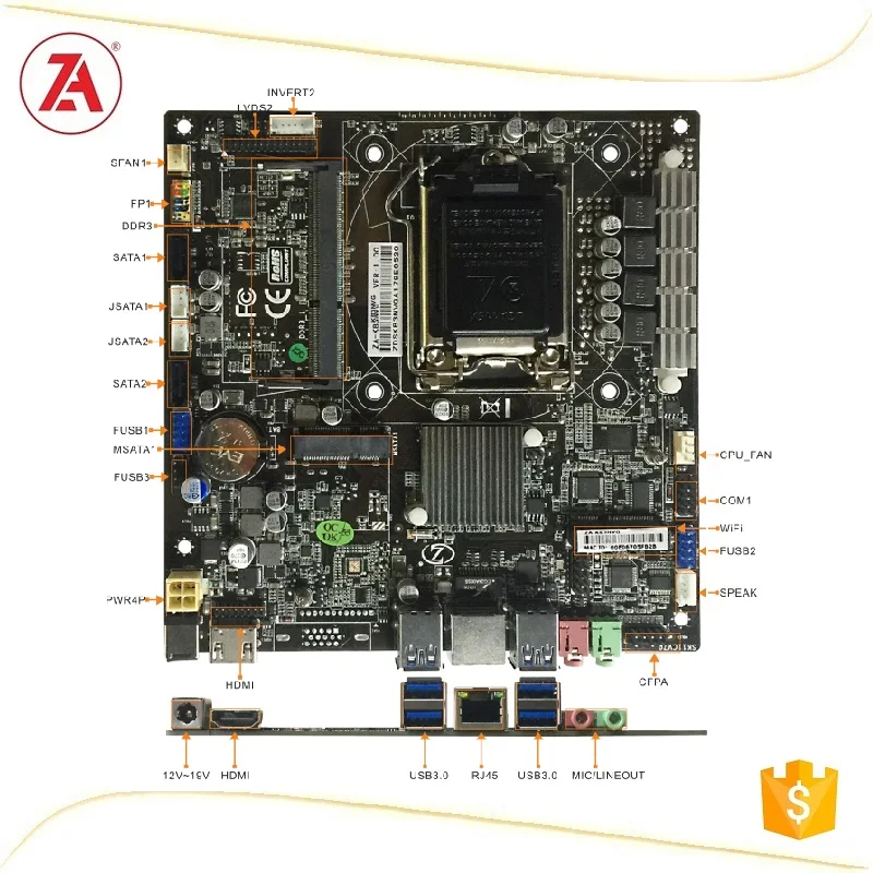 Материнская плата Mini ITX LGA 1151 с (12 В ~ 19 в) входом питания постоянного тока для медиаплеера