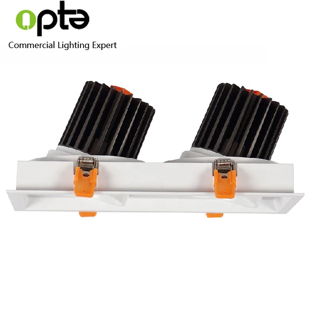 
2*25W downlight recessed square adjustable grille cob double heads rectangle down light 