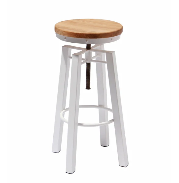 metal frame solid wood swivel adjustable bar stools