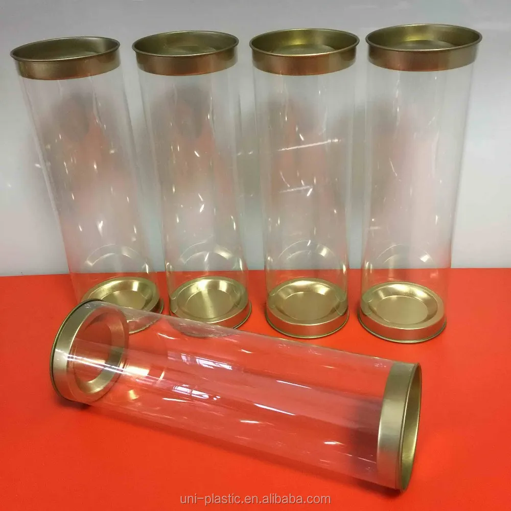 Plastic Cylinder Food Tube Tinplate Lids clear tube packaging plastic Clear Tube For Candy
