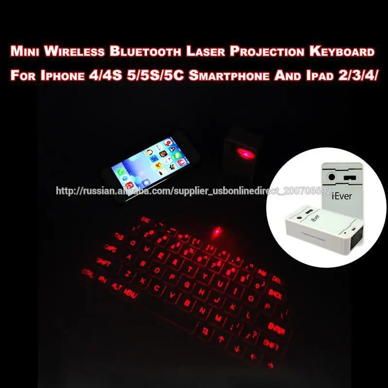 Мини Беспроводная Bluetooth Laser Projection Keyboard для Iphone 4 / 4S 5 / 5S / 5C Смартфон И Ipad 2/3/4 /