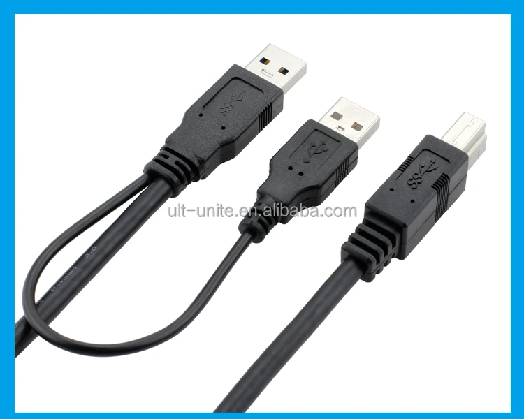USB3.0 Мужчина + USB2.0 (Блок Питания) НА Тип-B Мужской Кабель, Черный, L = 0.6 м