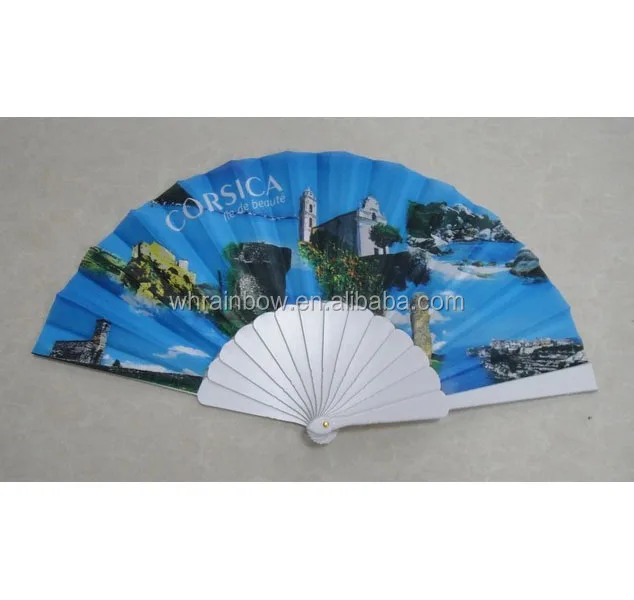 23cm cotton fabric fan with plastic handle
