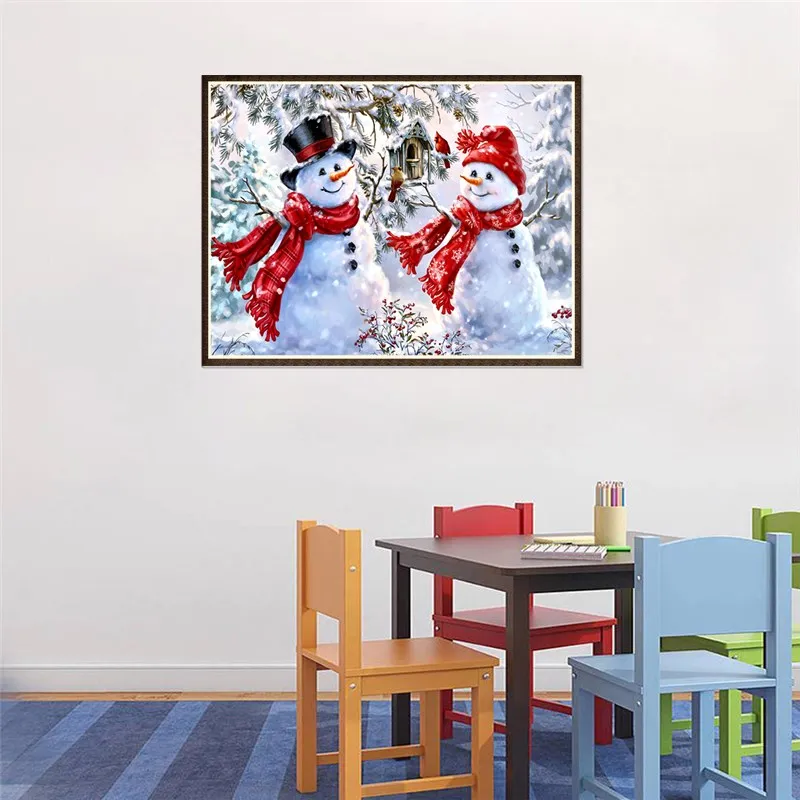 Snowman christmas diy paint by numbers canvas painting