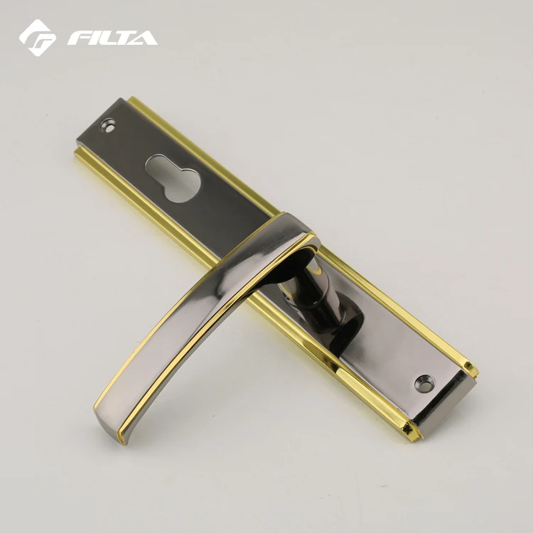Black nickel gold plated door hardware accessories modern main wood door handle P028-H056