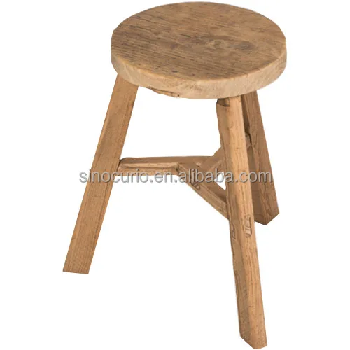 Chinese antique vintage rustic natural original recycle wood stool
