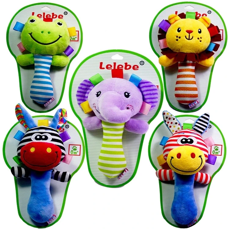 
baby toys suppliers custom made factory price wholesale manufacturer plush toys lion Hand Bells infant Rattles toys 