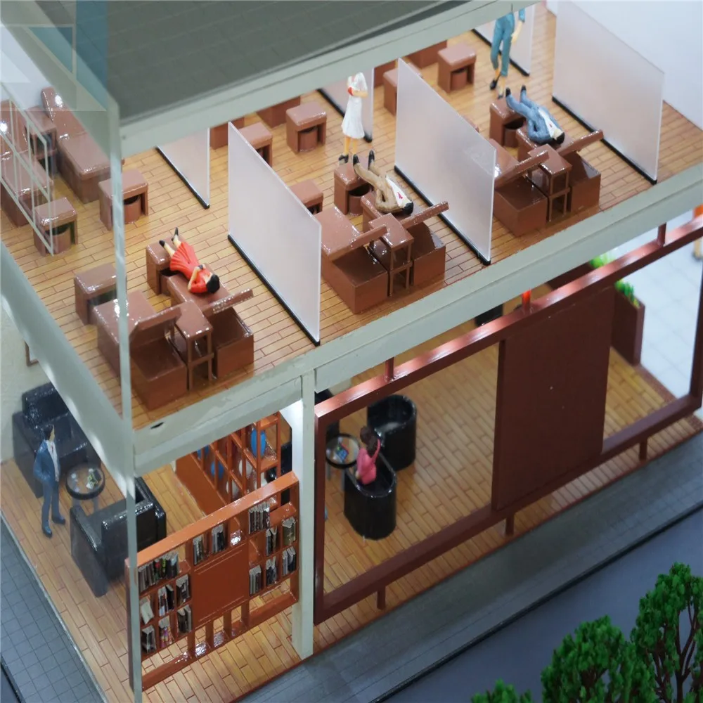 Customized Scale 1:150 Showcase Building Model ,4S Shop model with Cars Model Building