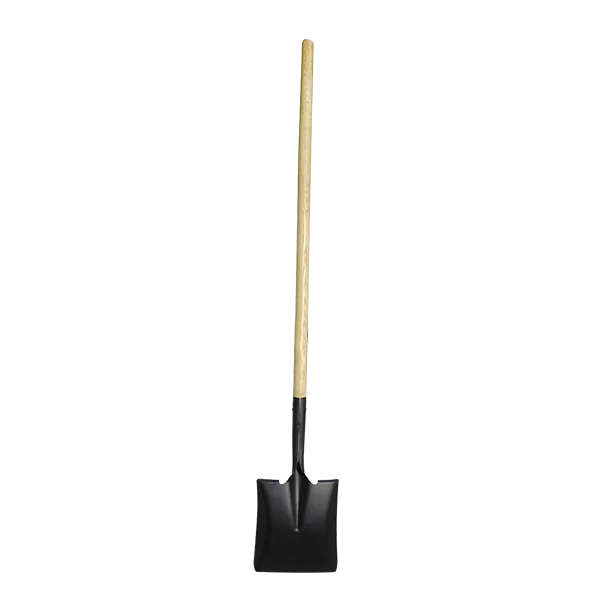 Long handle forged square point steel shovel