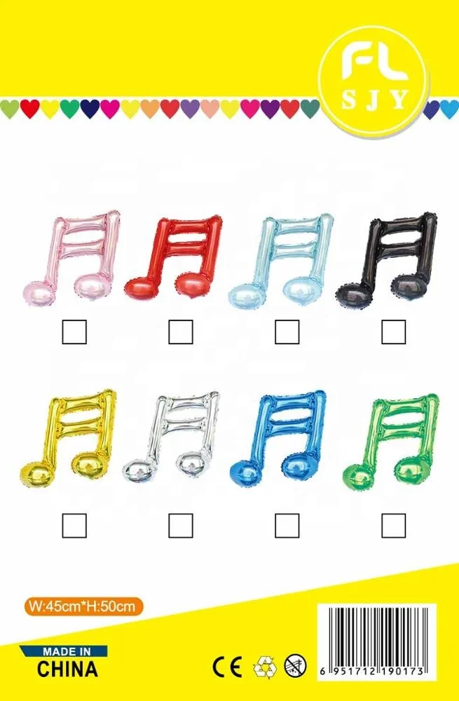 Wholesale colorful musical notes shape foil balloon baby toy for party decoration