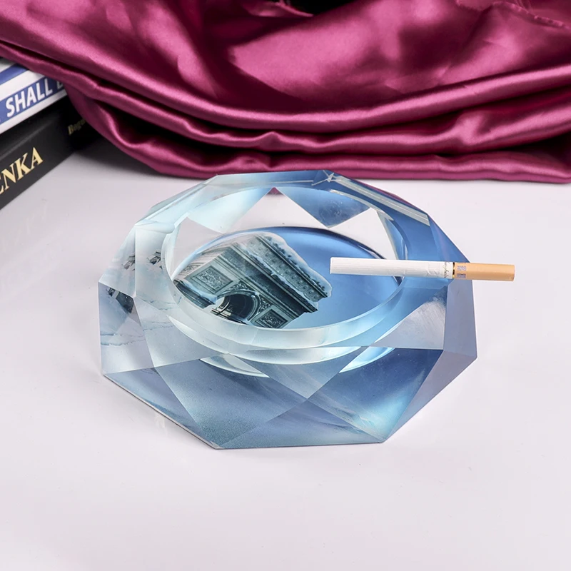 
Custom Personal Logo Painted Colorful Photo Crystal Glass Ashtray 