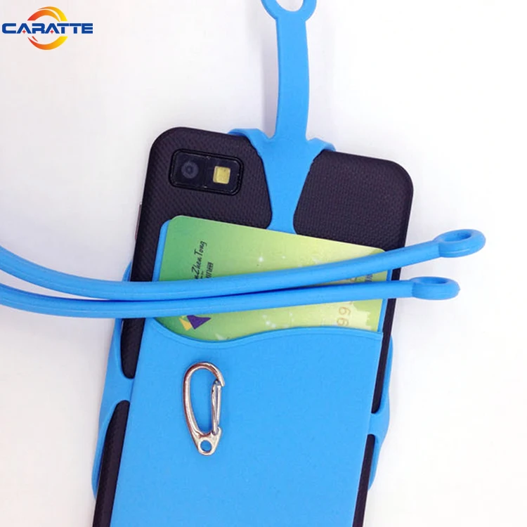 Guangdong elastic silicone rubber lanyard cell phone holder with card holder