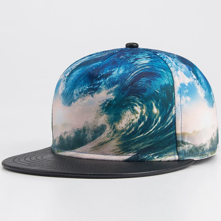 Custom print snapback flat 5 panel cap wholesale