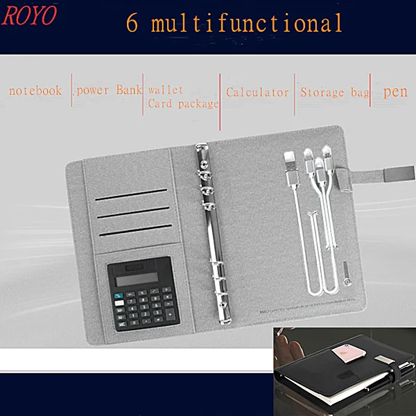 6 Multifunctional 8000 mah Cloth Power Bank  Notebook With 8/16/32GB U Disk  and  Calculator