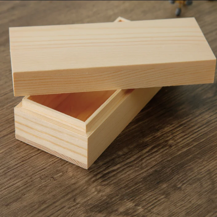 
plain Square Wooden Box with Lift-off Removable Lid 