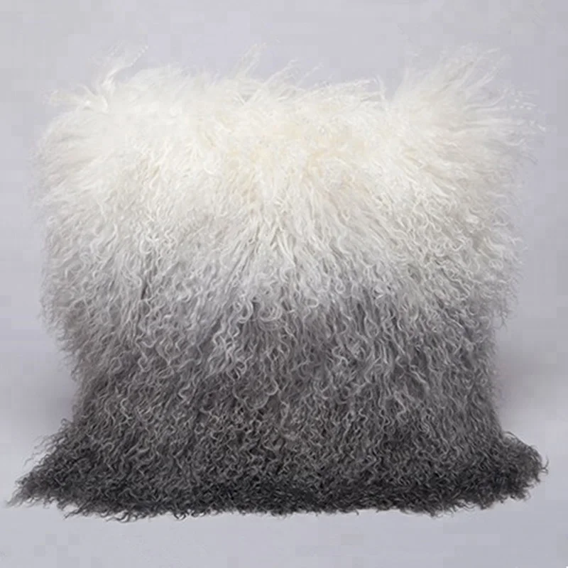 Mongolian lamb fur pillow