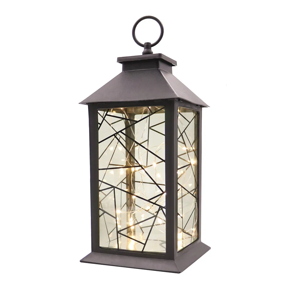 Золотой винтажный строительный фонарь для подвешивания двора украшение свадьбы со светодиодной гирляндой из медной проволоки