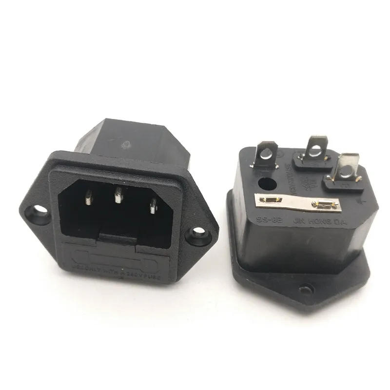 10A 3pin AC power socket with fuse holer AC Inlet Male Power Plug